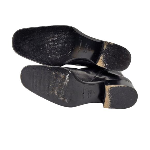 Sergio Rossi Black Leather Square Toe Ankle Boots - Size  39 - US 7.5 - Picture 6 of 9